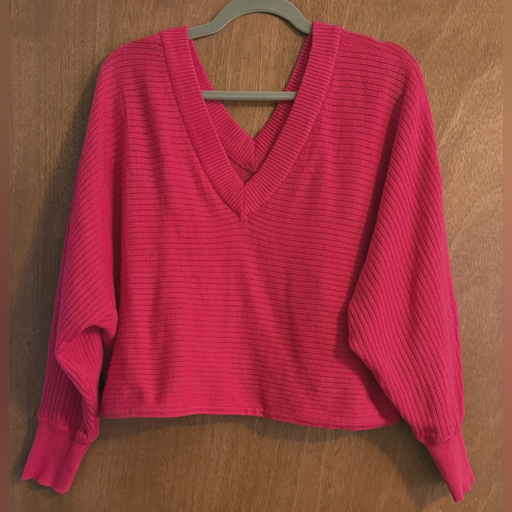 Eloquii Bold Pink V-Neck Sweater
